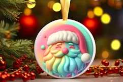 Pastel Christmas Santa with Depth Sublimation PNG Product Image 3