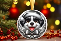 Shiny Puppy Face Round Ornament Sublimation PNG Product Image 3