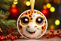 Shiny Giraffe Face Round Ornament Sublimation PNG Product Image 1