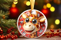 Shiny Giraffe Face Round Ornament Sublimation PNG Product Image 3