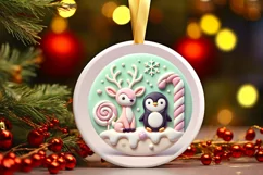 Round Christmas Ornament Sublimation|Clipart Product Image 2
