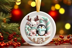 Round Christmas Ornament Sublimation|Clipart Product Image 2
