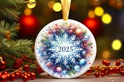 Round Christmas Ornament Sublimation|Clipart Product Image 1