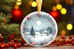 Pastell Watercolor Christmass Scene Snowy Nights PNG Product Image 3