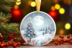 Pastell Watercolor Christmass Scene Snowy Nights PNG Product Image 1