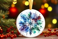 Snow Flake Christmas Round Cute Ornament Sublimation Product Image 2
