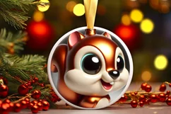 Shiny Christmas Squirrel Ornament Sublimation PNG Product Image 3
