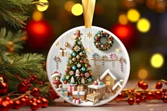 Round Christmas Ornament Sublimation|Clipart Product Image 2