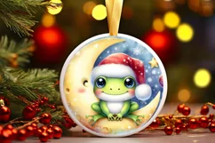 Santa Hat Baby Frog Ornament Sublimation PNG Product Image 1