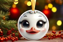 Christmas Swan Round Ornament Sublimation PNG Product Image 1