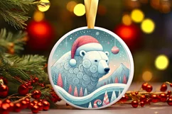 Round Christmas Ornament Sublimation|Clipart Product Image 2