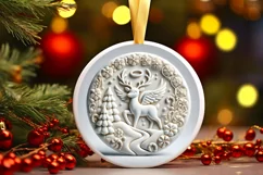 Round Christmas Ornament Sublimation|Clipart Product Image 2