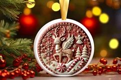 Round Christmas Ornament Sublimation|Clipart Product Image 2