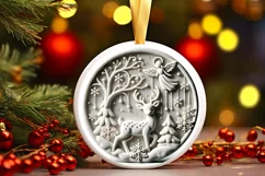 Round Christmas Ornament Sublimation|Clipart Product Image 2