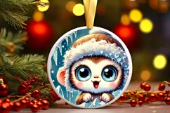 Round Christmas Ornament Sublimation|Clipart Product Image 2