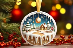 Round Christmas Ornament Sublimation|Clipart Product Image 2