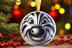 Christmas Zebra Round Ornament Sublimation PNG Product Image 3