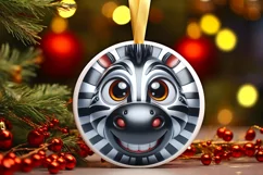 Christmas Zebra Round Ornament Sublimation PNG Product Image 3