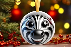 Christmas Zebra Round Ornament Sublimation PNG Product Image 1