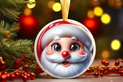 Christmas Santa Claus Round Ornament Sublimation PNG Product Image 1