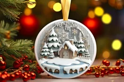 Round Christmas Ornament Sublimation|Clipart Product Image 2