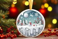Round Christmas Ornament Sublimation|Clipart Product Image 2