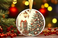 Round Christmas Ornament Sublimation|Clipart Product Image 1