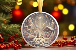 Round Christmas Ornament Sublimation|Clipart Product Image 2