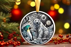 Round Christmas Ornament Sublimation|Clipart Product Image 1