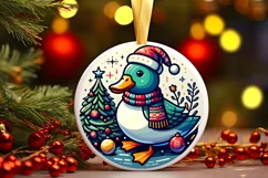 Round Christmas Ornament Sublimation|Clipart Product Image 1
