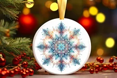 Snow Flake Christmas Round Cute Ornament Sublimation Product Image 2