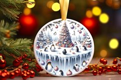 Watercolor Christmas Penguins Ornament Product Image 3