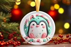Round Christmas Ornament Sublimation|Clipart Product Image 2