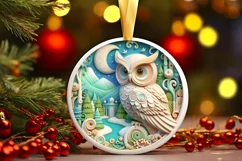 Christmas Round Owl Ornament Sublimation Product Image 2