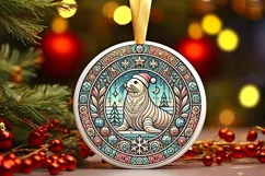 Round Christmas Ornament Sublimation|Clipart Product Image 1