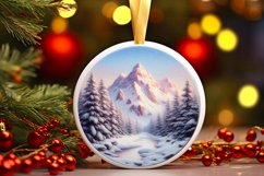 Winter Scene Round Ornament Sublimation PNG Product Image 1