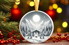 Round Christmas Ornament Sublimation|Clipart Product Image 1