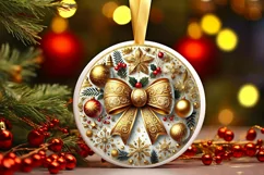 Round Christmas Ornament Sublimation|Clipart Product Image 2