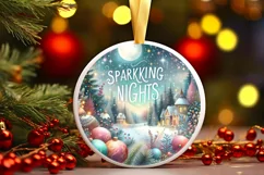 Watercolor Christmass Sparkling Nights Round Ornament Product Image 3