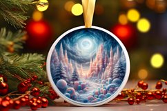 Winter Scene Round Ornament Sublimation PNG Product Image 3