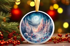 Winter Scene Round Ornament Sublimation PNG Product Image 3