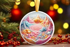 Winter Scene Round Ornament Sublimation PNG Product Image 3