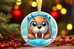 Round Christmas Ornament Sublimation|Clipart Product Image 1