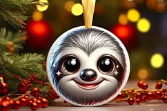 Charming Sloth Christmas Ornament Sublimation PNG Product Image 1