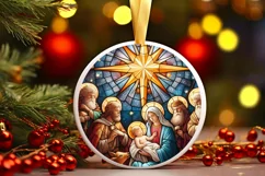 Christmas Round Stained Glass Ornament Sublimation Product Image 2