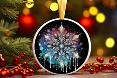 Snow Flake Christmas Round Cute Ornament Sublimation Product Image 2