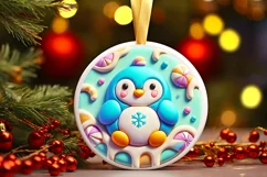 Round Christmas Ornament Sublimation|Clipart Product Image 2