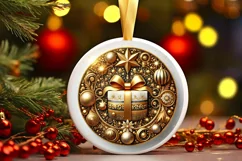 Round Christmas Ornament Sublimation|Clipart Product Image 2