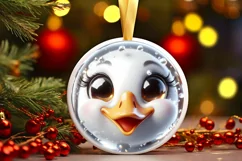 Sparkling Swan Christmas Ornament Sublimation PNG Product Image 3