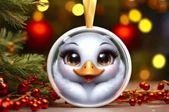 Sparkling Swan Christmas Ornament Sublimation PNG Product Image 1